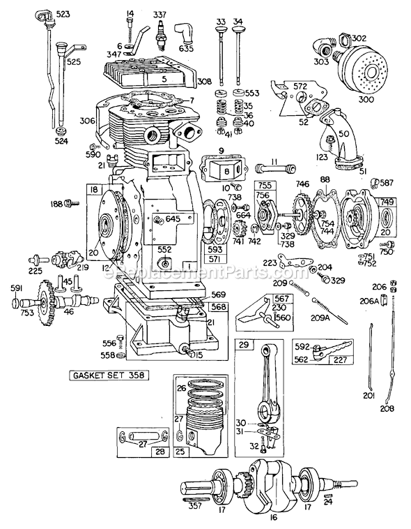 Page A Diagram and Parts List for 325430SERIES  Briggs and Stratton Engine